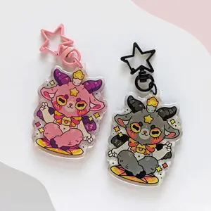 Cute Baphomet Acrylic Keychain, Baphomet Keycharm, Animal Keychain Gift For Baphomet Lovers, Animal Cute Charm Keychains, Kawaii Keyring Accessories