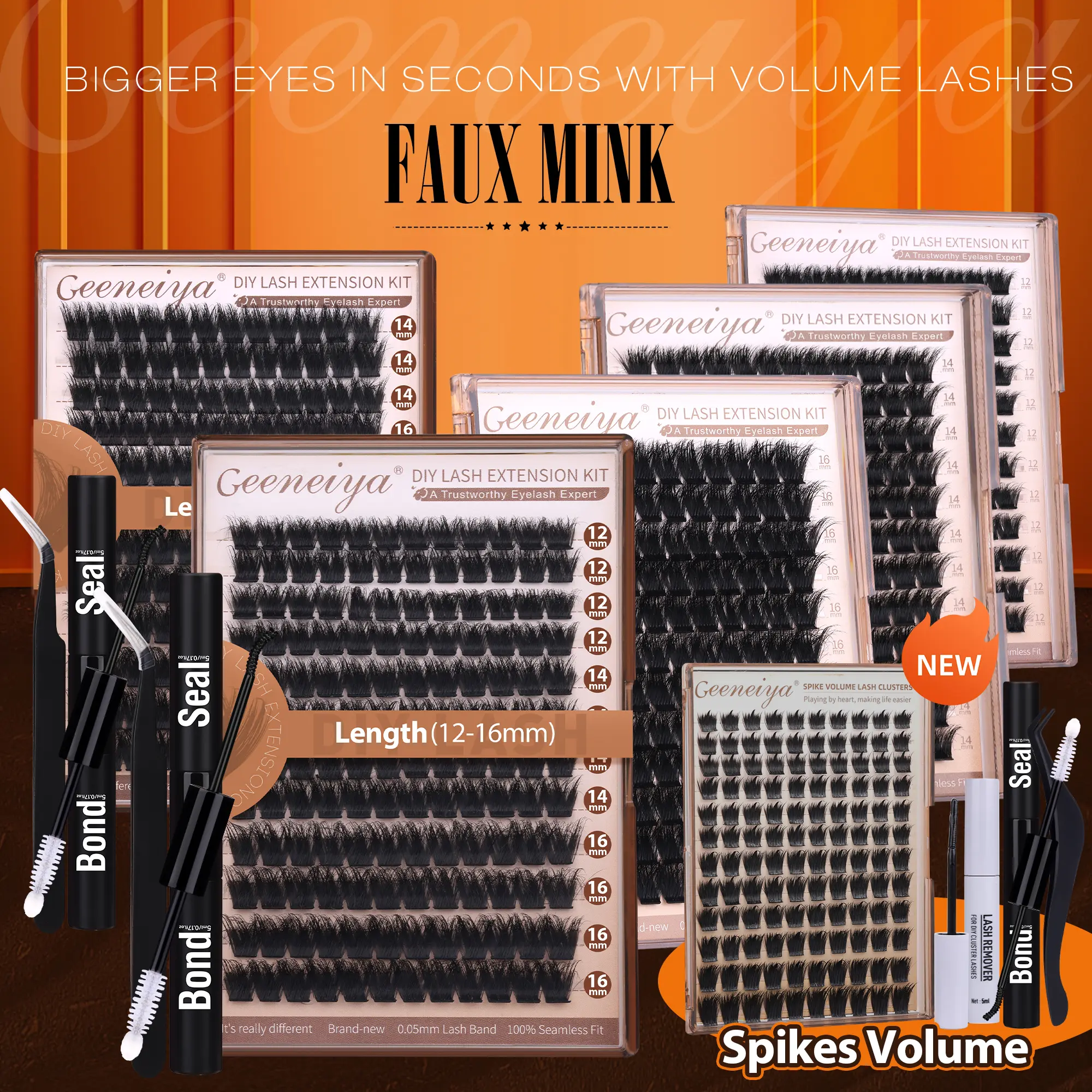 Geeneiya Faux Mink 200D Cosmetic D Curl Thick Volume Individual False Eyelash Extension Kit, with Eyelash Extension Glue (Lash Bond and Seal) & Lash Applicator #backtoschool #sohochic