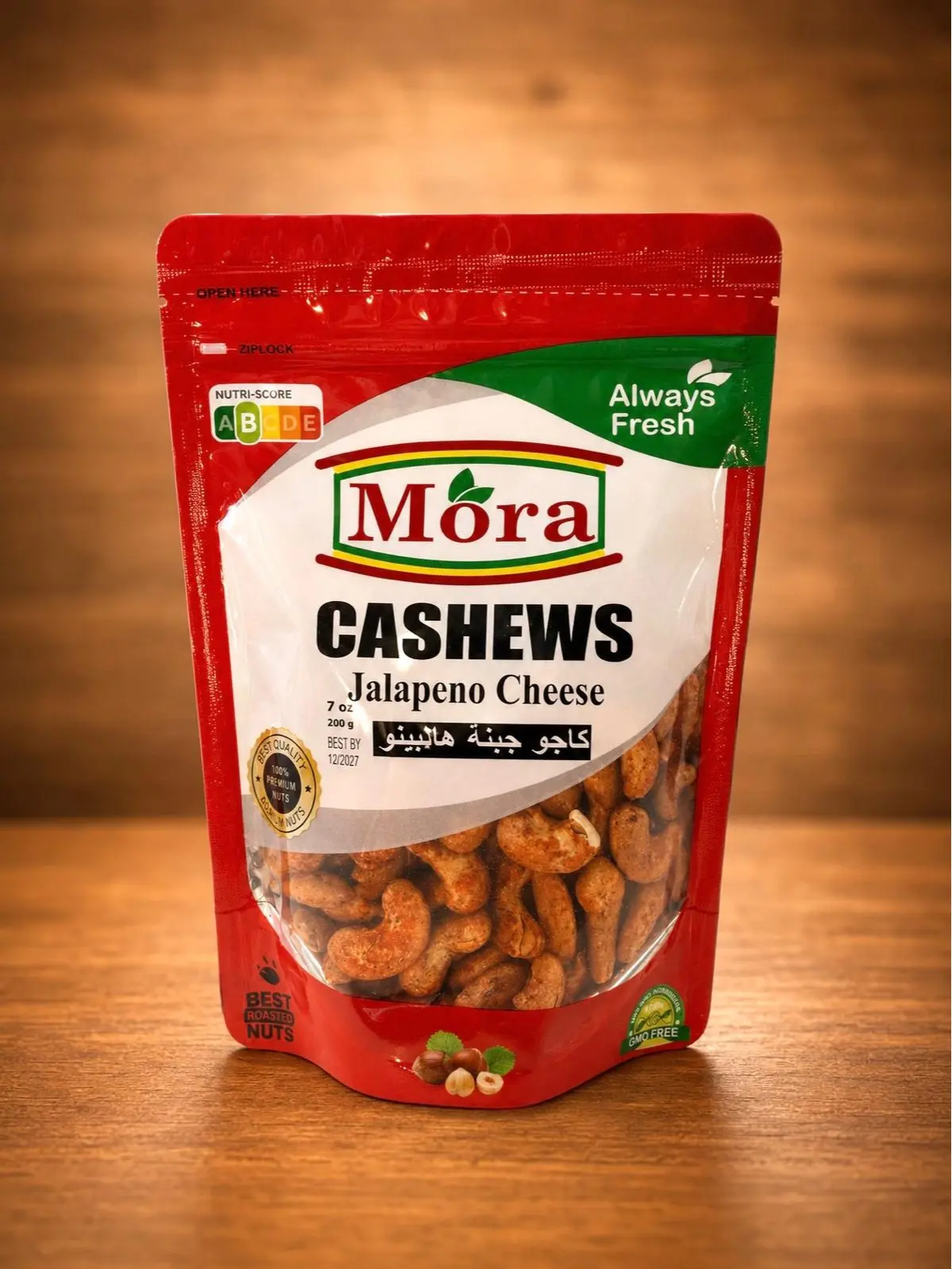 Mora Jalapeno Cheese Daily Fresh Roasted Cashews, Gourmet Snack Nuts for Daily Enjoyment