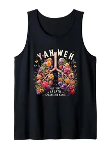 Yahweh Our Very Breath Speaks His Name Floral Lungs Design Tank TopSuitable for Outdoor Sports, Gym Workouts, and Vacations; Comfortable All Year Round; Machine Washable; Regular Fit; Summer Sportswear.