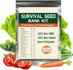 Vegetable Seeds Pouch - 30 Non-GMO Varieties, 10,000+ Heirloom Seeds for Planting Vegetables - Sealed for Survival Seeds Storage