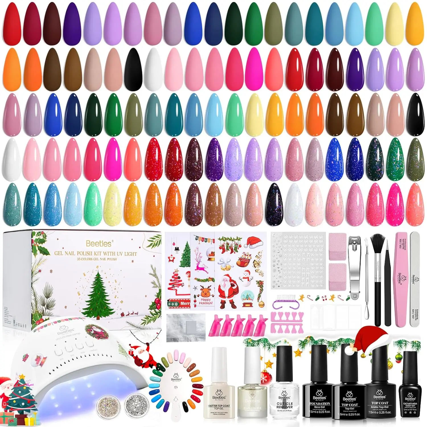68Pcs 35Colors Christmas Gel Nail Kit