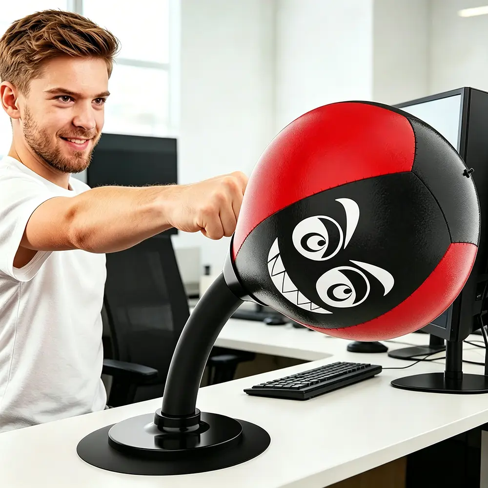 7.1" Dia Tabletop Speed Ball with Suction Base - Boxing Pedestal Bag for Office Stress Relief, Reflex Training, Stress Reliever