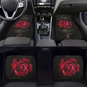 4pcs rose patterns, all-weather non-slip front and rear full set of floor mats, car decoration accessories, Car Interior Accessory, Car Accessory