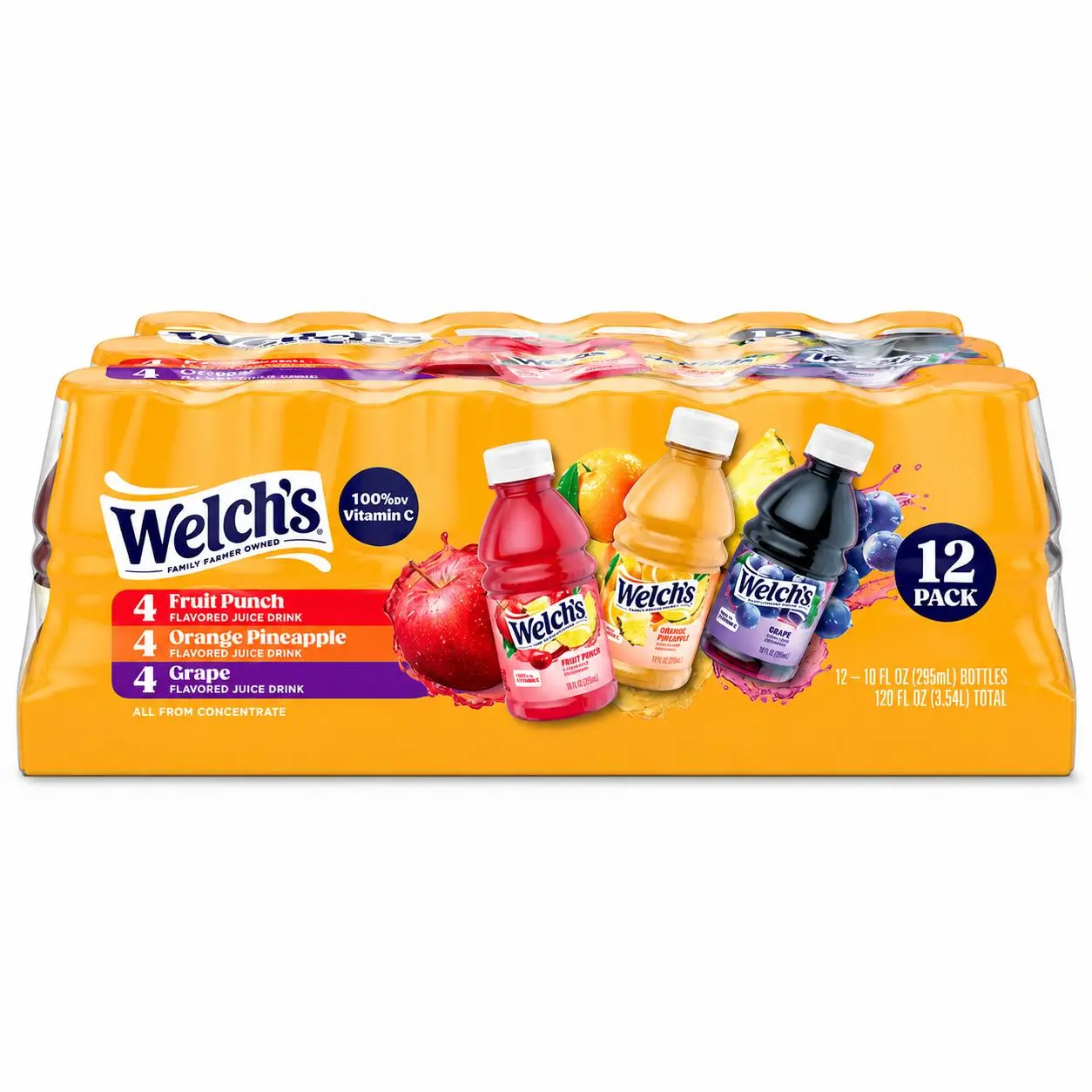 Welch’s 100% Juice Variety Pack, 10 fl oz Bottles, 12 Pack – Mixed Fruit Flavors