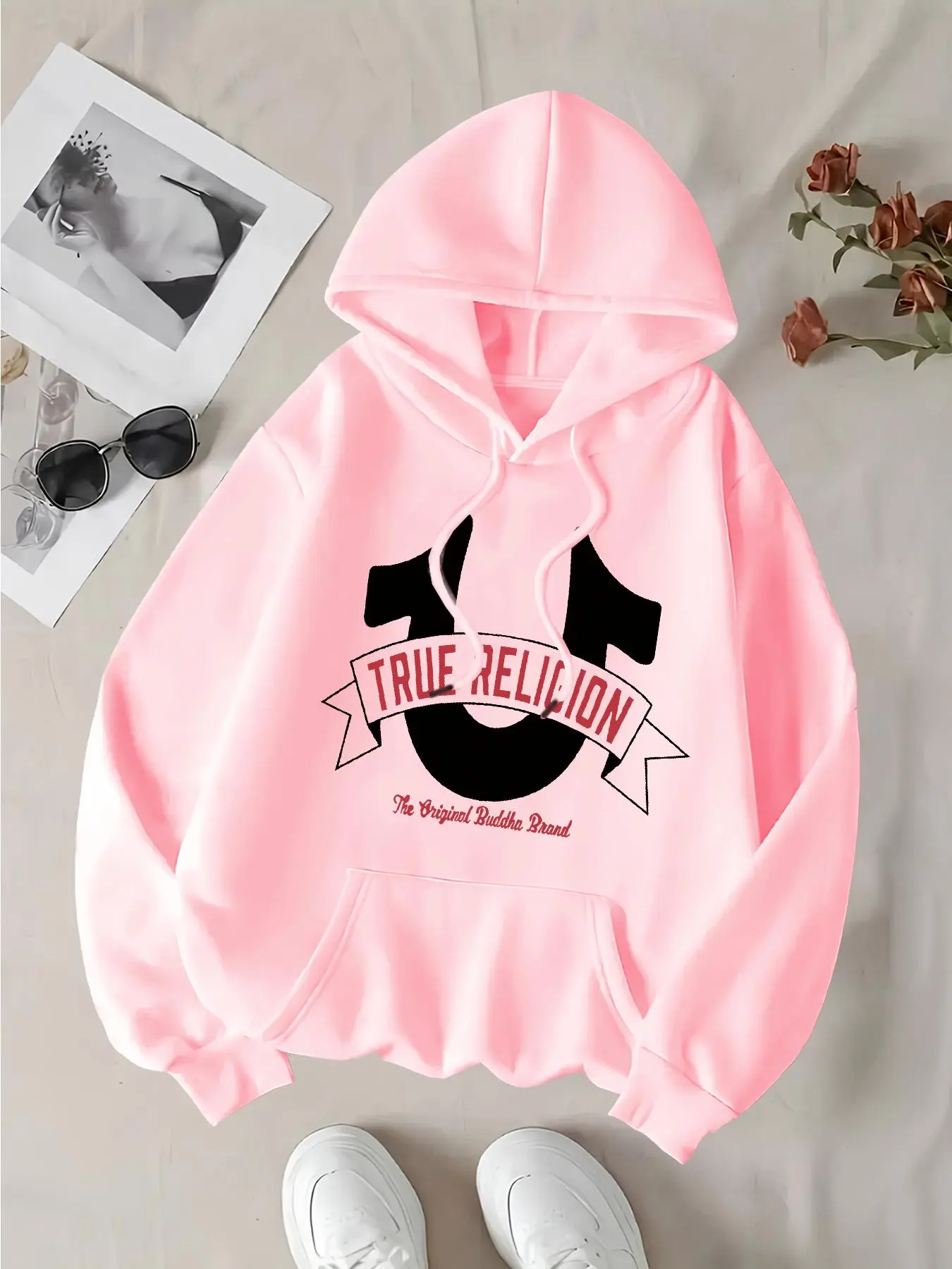 Women's Letter Print Drop Shoulder Hoodie, Drawstring Graphic Hoodie, Fashion Casual Drawstring Kangaroo Pocket Hooded Sweatshirt for Daily Holiday Outdoor Wear, Ladies Clothes for All Seasons