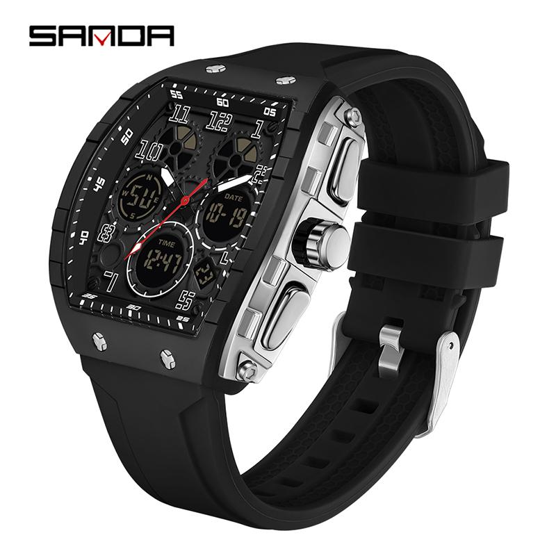 SANDA Men's Watch, New Electronic Watch, Digital Multifunctional, Fashionable And Versatile Alarm Clock, Men's Holiday Gift, Suitable for Outdoor Activities, Travel Timepiece, Stylish Wristwatch, Sleek Design Watch, Highquality Timepiece, Electronic