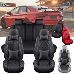 For Volkswagen JETTA 2008 2009 2010 2011 2012 2013 2014 2015 2016 2017 2018 2019 2020 2021 2022 2023 Thicken Car 5 Seat Cover Leather, 3D Printing Technology Designed, Water Resistant Breathable Seat Covers Protector Cushion Pad Mat Full Set Waterproof