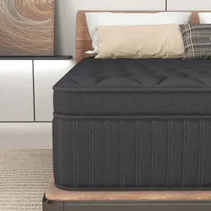 12-14 Inch Black Mattress Twin Full Queen Size Bed In a box Memory Foam Hybrid Pocket Spring Medium Firm Feel Mattresses Body Support Soft Breathable