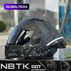 Nbtk Flip-Up Full Face Motorcycle Helmet, Abs Material with Eps Cushioning, Multiple Ventilation Ports, Removable Liner, Unisex All-Season Use, Motorcycle Helmet Visor #GLOBAL PICKS