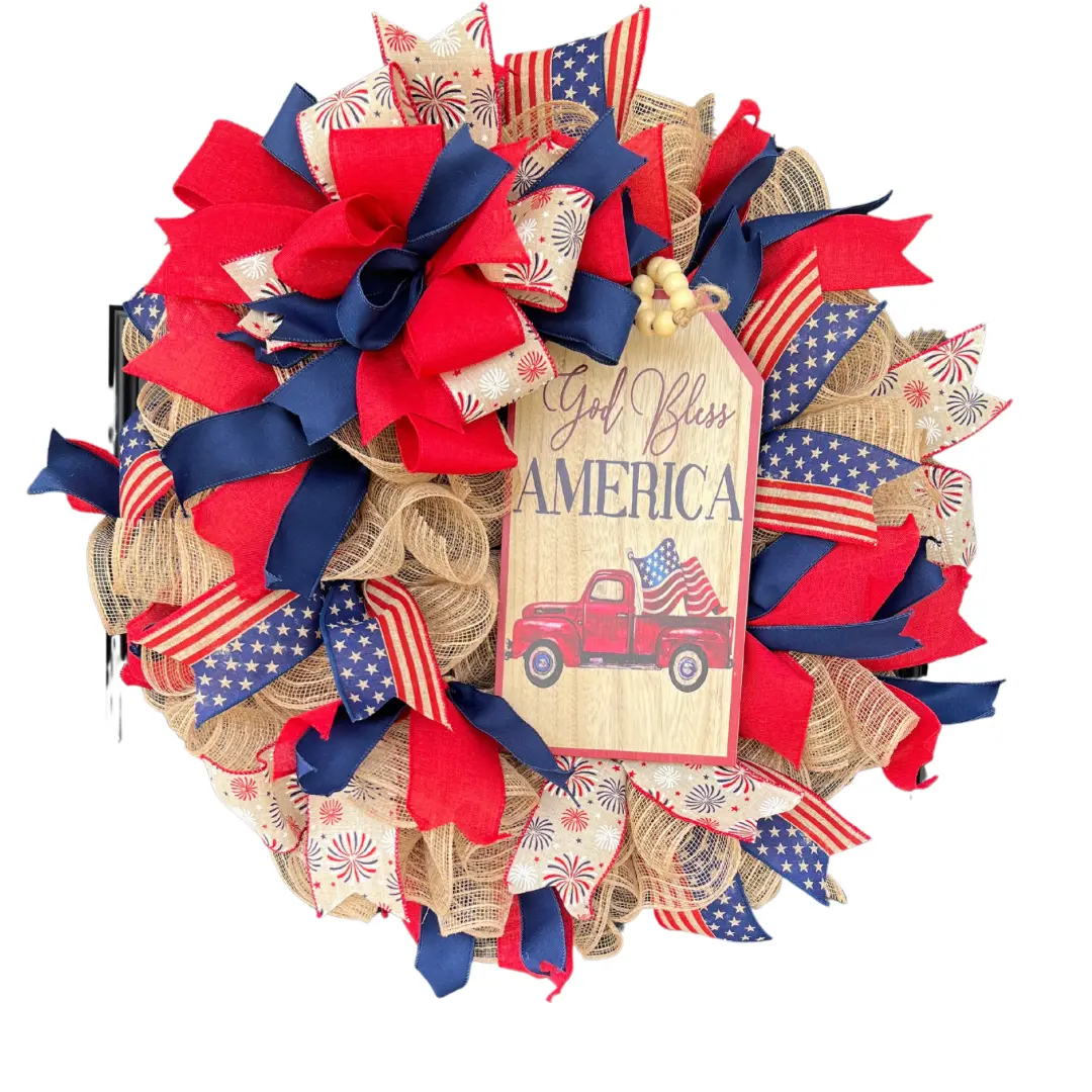 God Bless America Patriotic Wreath