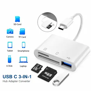 USB C 3 in 1 Hub Adapter Type C SD TF Card Reader USB OTG Converter for Laptop Tablet Smartphone