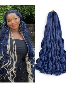 Synthetic French Curl Braiding Hair for Black Women 22Inch 8Packs Curly Braiding Hair for Box Braids 75g/Pack Bouncy French Curly Braiding Hair Extensions Synthetic Braided Hair
