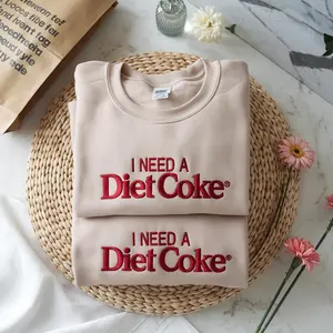 Embroidered I NEED A DIET COKE Sweatshirt, Embroidered Christmas Coke Crewneck, Custom Xmas Gift Embroidered