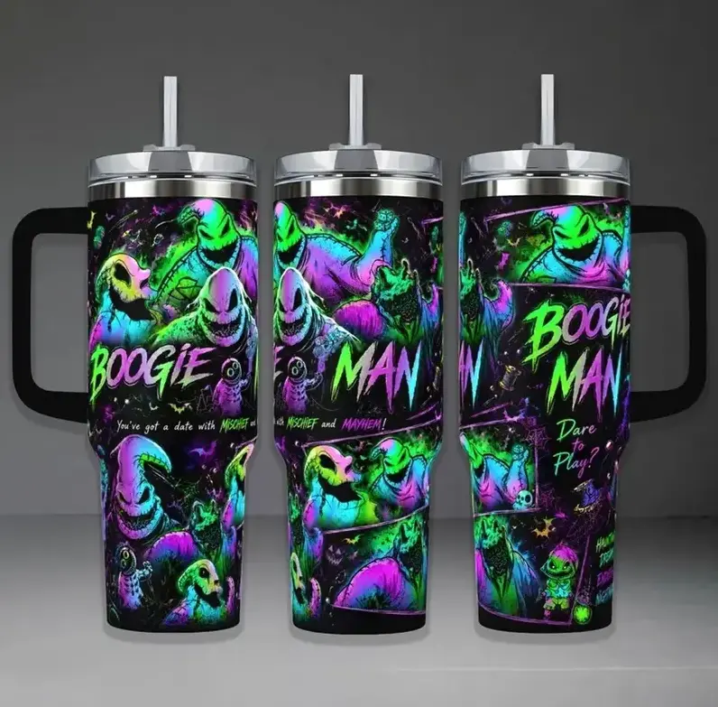 [Halloween Collection] Beetlejuice 40oz/20oz Tumbler with Handle & Straw, Stainless Steel Double Wall Vacuum Insulated Travel Mug, Gothic Horror Movie Coffee Cup, Halloween Fan Gift
