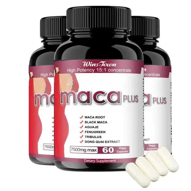 Winstown Maca Enhanced Capsules, 7500mg Maca Root Booster, Ultimate Curve & Glute-Lifting Vitamins for Women, 60 Capsules