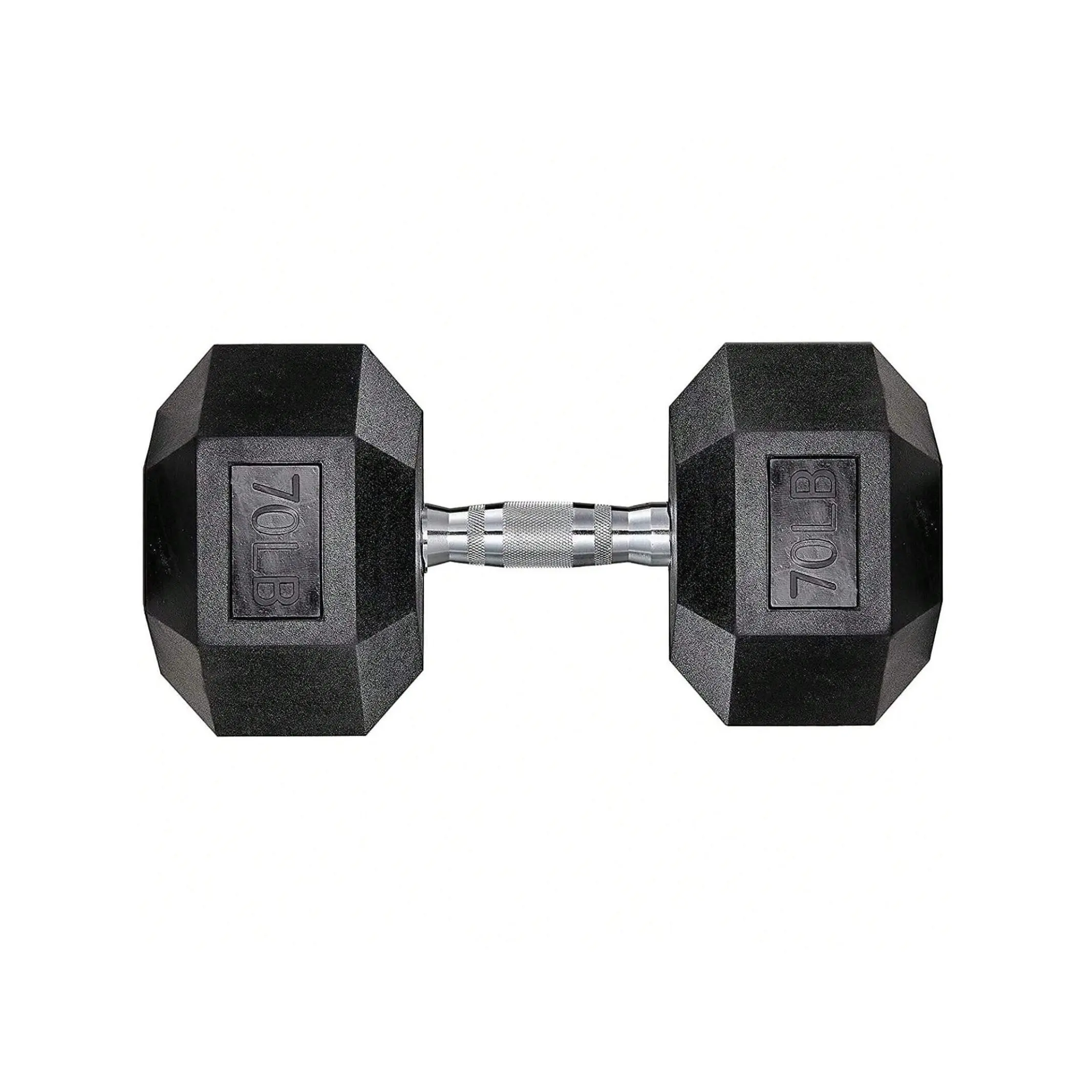 Sports season  Dumbbells Rubber Coated Cast Iron Hex Black Free Weights 60 75lb Dumbbell Single