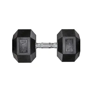 Sports season  Dumbbells Rubber Coated Cast Iron Hex Black Free Weights 60 75lb Dumbbell Single