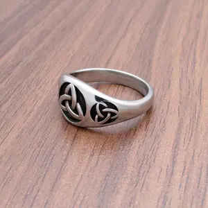 Vintage Celtics Triquetra Symbol Stainless Steel Men Rings Trinity Knot Ring Amulet Nordic Biker Jewelry Gifts