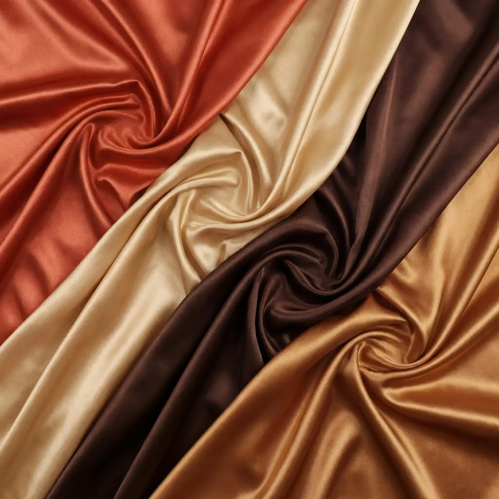 Neutral Tones Wedding - High Shine Fabric Swatch Bundle (Sienna, Champagne Gold, Chocolate, Bronze)