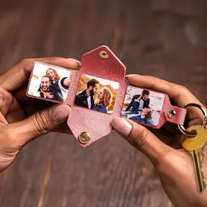Foldable 3-Photo Album Keychain | Romantic Keepsake for Couples | Cute Colorful Compact Memory Holder for Boyfriend Girlfriend | Perfect Anniversary Valentine's Day Gift | US Fashion Accessory
