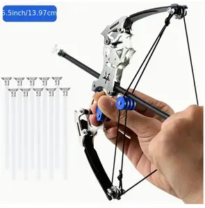 Mini Compound Bow Toy Kit - Stainless Steel, Ambidextrous Design for Outdoor Fun & Practice - Includes 10 Arrows & Target