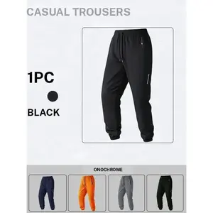 Men's Regular Fit Solid Drawstring Waist Sweatpants, Casual Pocket Design Pants for Men, Men's Trousers for Daily Wear, Yoga Training Pants
