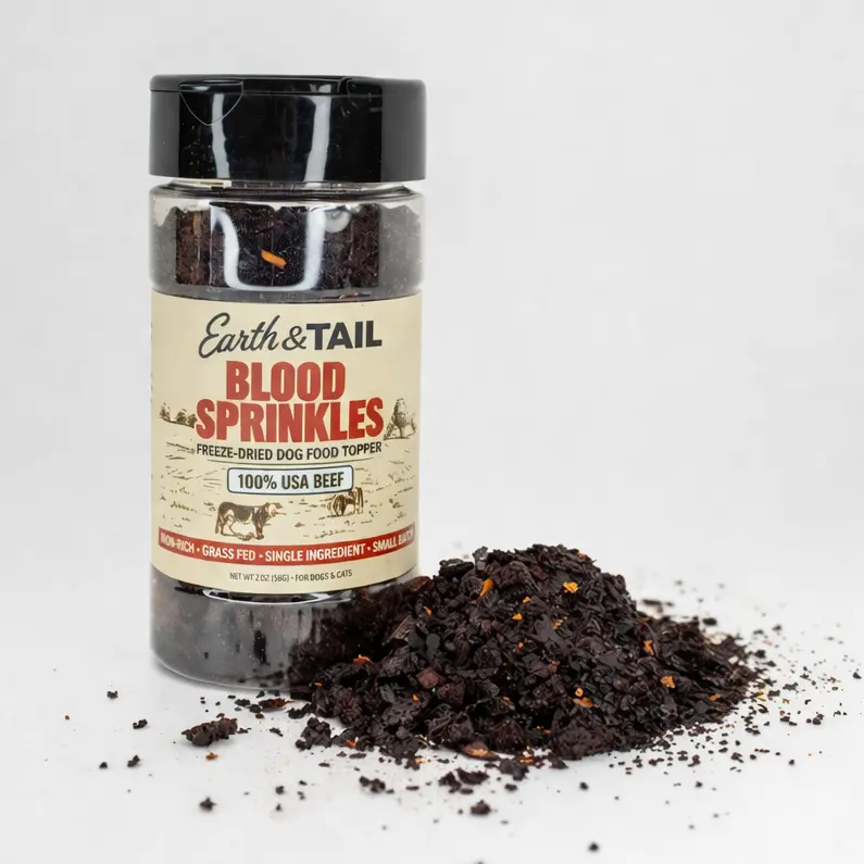 Freeze Dried Beef Blood Sprinkles- Food Topper for Dogs & Cats Dry Food Puppy Food Supplements Feeding
