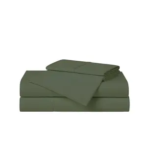 Cannon Twin 3pc Solid Percale Sheet Set Green: 100% Cotton, 200 Thread Count, Includes 2 Pillowcases