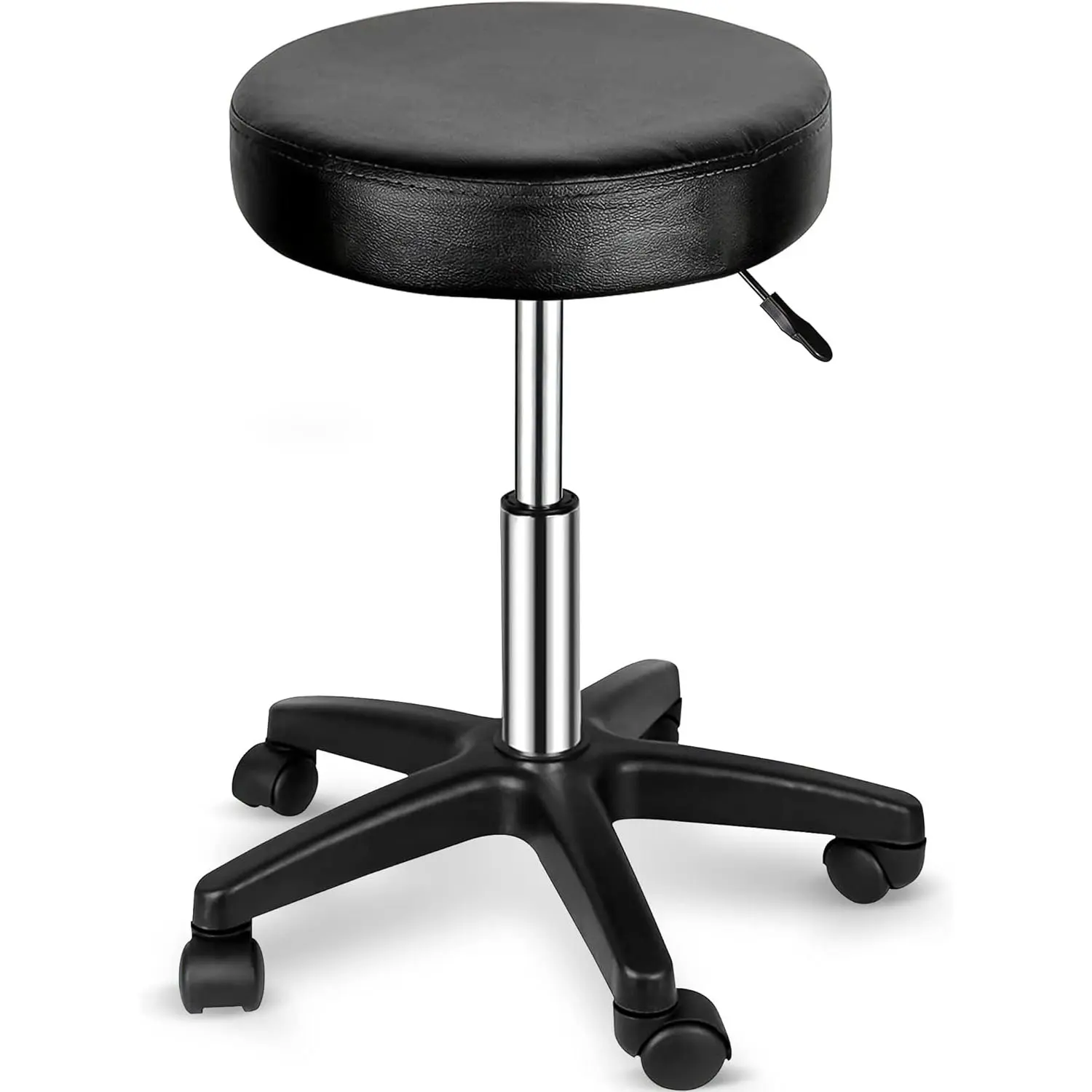 AppleTree Adjustable Hydraulic PU Leather Swivel Salon Stool with Rolling Casters, 250 lbs Capacity