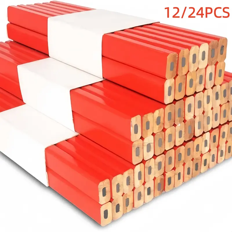 Woodworking Pencil Set, Construction Pencil, 12/24 Pieces, Octagonal Hard Lead Carpenter Pencils, Ideal for Craftsmen, Marking Tools for Woodworking and Construction