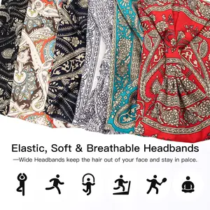 6-Pack Boho Wide Headbands for Women - Non-Slip Knotted Turbans, Stretchy Hair Wraps for Yoga and Sports underarmour headbandsnecklace