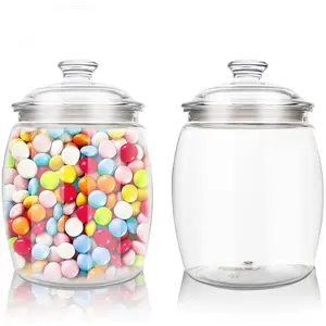 2 Pack 128 oz Airtight Unbreakable Clear Plastic Candy & Cookie Jars with Lids Decorative Kitchen Food Storage Canister for Pet Food