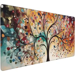 35.4 x 15.7 in, XXL Large  Pad for Desk, Extended Keyboard  Mat for  Office, Big Laptop  pad, Gaming Pc-Colorful Leaf Tree