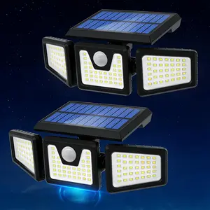 Twin Set Solar Motion Car Light Bars with 3-Sided Adjustable Heads, 270° Detection, Remote Control, IP65 Waterproof Rating, Auto-On/Off Function, Tool-Free Setup, Smart Outdoor Lights, Outdoor Portable Floodlight for Patio, Fence