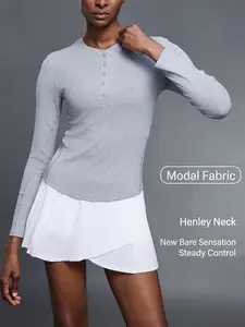 PUMIEY Long Sleeve Basic Tee Women'sCrew Neck Slim Fit Tops Streetwear MinimalistDouble Layer Compression Tee Casual CloudGoing outfits Office Outfits Women Elegant Classytops