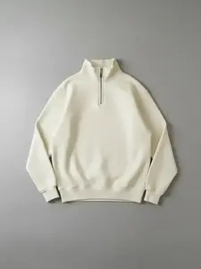 Men's Half-Zip Stand Collar Sweatshirt, Vintage American Style Heavyweight Casual Plain Loose Fit Pullover for Fall & Winter Long Sleeves