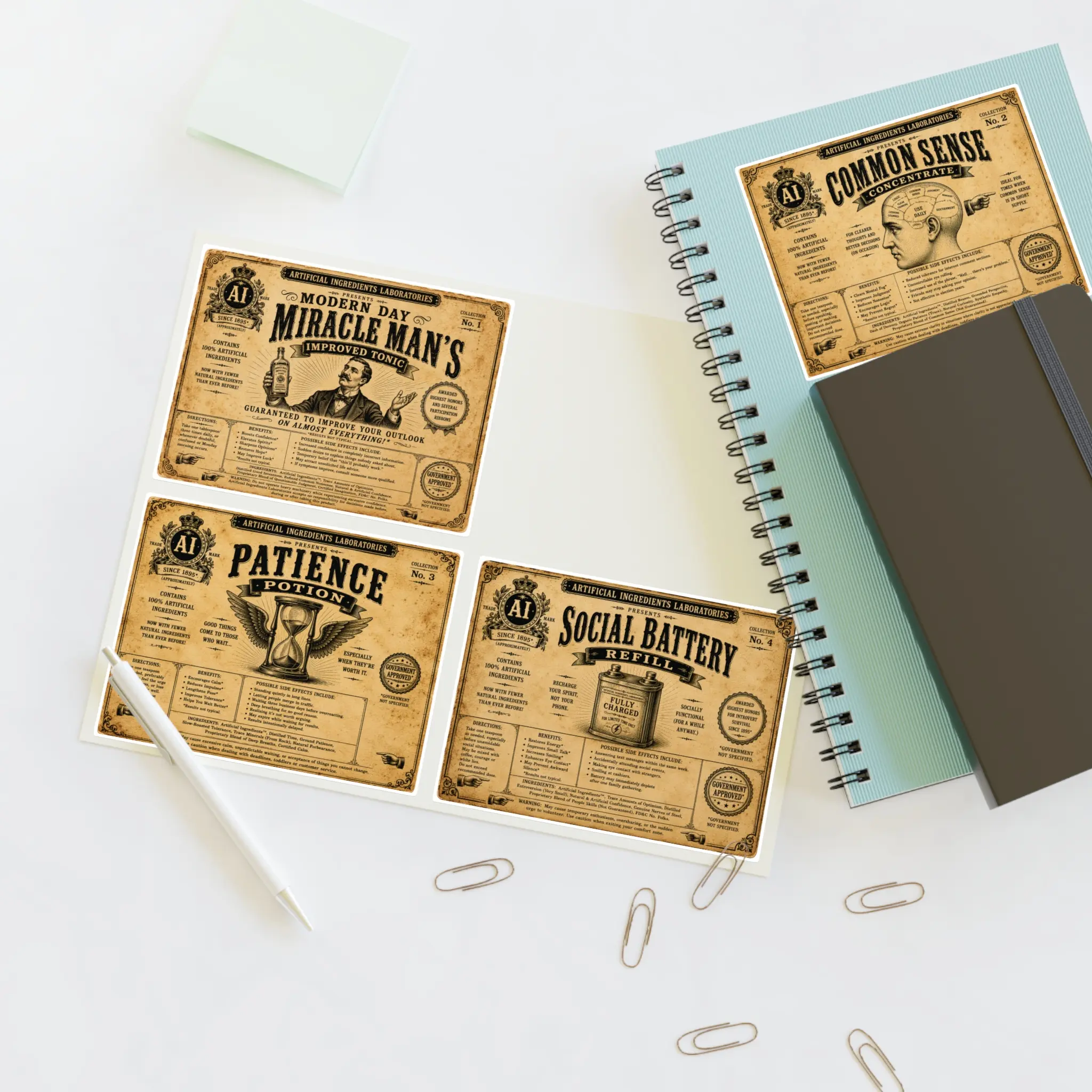 Artificial Ingredients Laboratories™ Collectible Apothecary Labels – Set No. 1 (4 Labels)