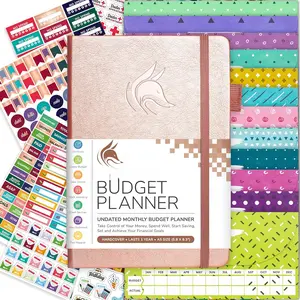 Saver Bundle - A5 Budget Planner, 12 Envelopes for  System & 1030+ Budget Stickers - Household Book for Budgeting - Financial Organizer & Expense  - Rose  & Multicolor