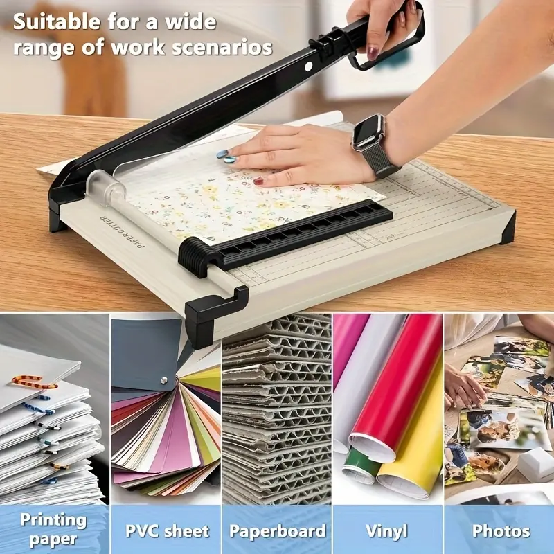 12 Inch Large Heavy-Duty Guillotine Paper Cutter Trimmer, High Capacity Paper Cutting Board with Safety Guard Lock, Precise Grid Markings for Photo, Cardstock, Cardboard, Scrapbook & Office Documents, Durable Craft Cutting Tool, Perfect Holiday Gift