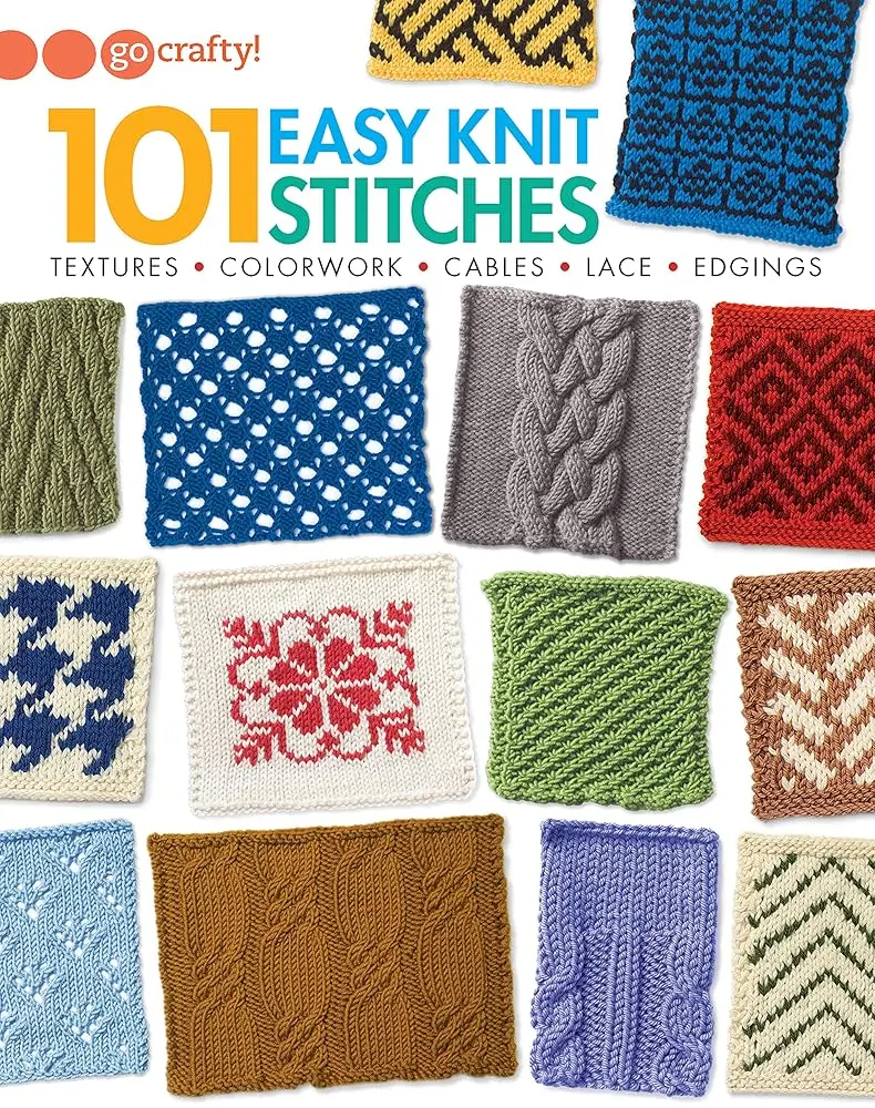 101 Easy Knit Stitches Book for Knitting Hook Users - Includes Textures, Colorwork, Cables, Lace, Edgings