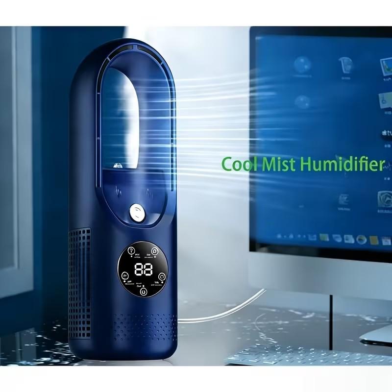 Pray Multifunctional Cooling Misting Fan - Portable Fan for Hot Weather, Integrated Misting Cooler, Home Bedroom AC Alternative, 7-Color Changing LED Ambient Light, Timer & Automatic Shutoff