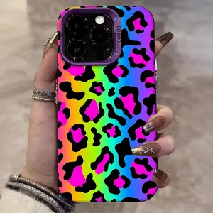 Colorful Gradient Leopard Pattern TPU phone case for iPhone 17 Air 16 Pro Max 15 14 Plus 13 12 11 XR XS stylish camera protection Shockproof Anti Drop Durable Phone Case.
