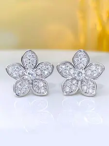 1 Pair Classical Cubic Zirconia Stud Earrings Classic Style For Women For Wedding Engagement Anniversary Party Jewelry Valentine's Day Gift Sparkling Zirconia