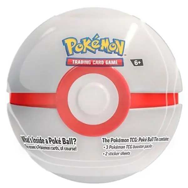 Pokemon Fall 2024 Collectors Poke Ball Tin - PREMIER BALL (3 packs & 2 Sticker Sheets)