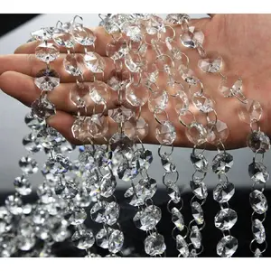10 Pack (1000CM/30.5FT) Beaded Trim Clear  Garland Chandelier Octagon Beads Chain