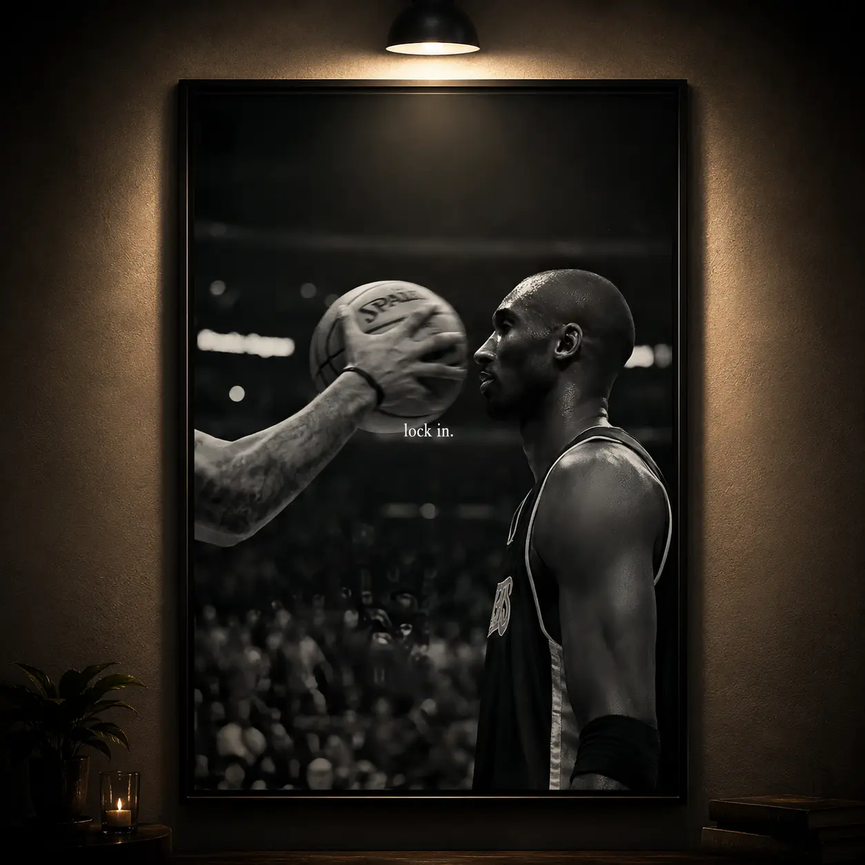 Kobe Bryant Lock In Canvas Wall Art Poster, Black and White Basketball Motivational Print, Mamba Mentality Inspired Sports Artwork, Waterproof Canvas Decor for Home Gym Bedroom Office Dorm Man Cave, Gift for Men Teens Basketball Fans, Sports Room Decor