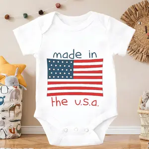 Made In The Usa Flag Newborn Baby Onesie Cotton Short Sleeve Bodysuits | Soft One-Piece for Infants 0-24 Months |  Everyday Essential for Spring & Summer, Snap Closure, Unisex Infant Clothes Infant Romper Modern Look Easy Match