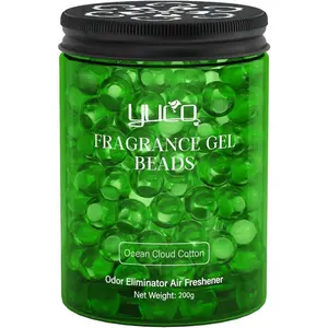YUCO Fragrance Gel Beads Superior Aroma Air Freshener, Eliminates Odors in Cars, Offices, Pet Areas, Cabinets, Plant Based, 200g, Pack of 1, Ocean Cloud Cotton