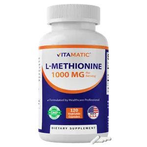Vitamatic L-Methionine Amino Acid Dietary Healthcare Supplement, 1000 mg per Serving, 120 Vegetarian Capsules, Non-GMO, Gluten-Free